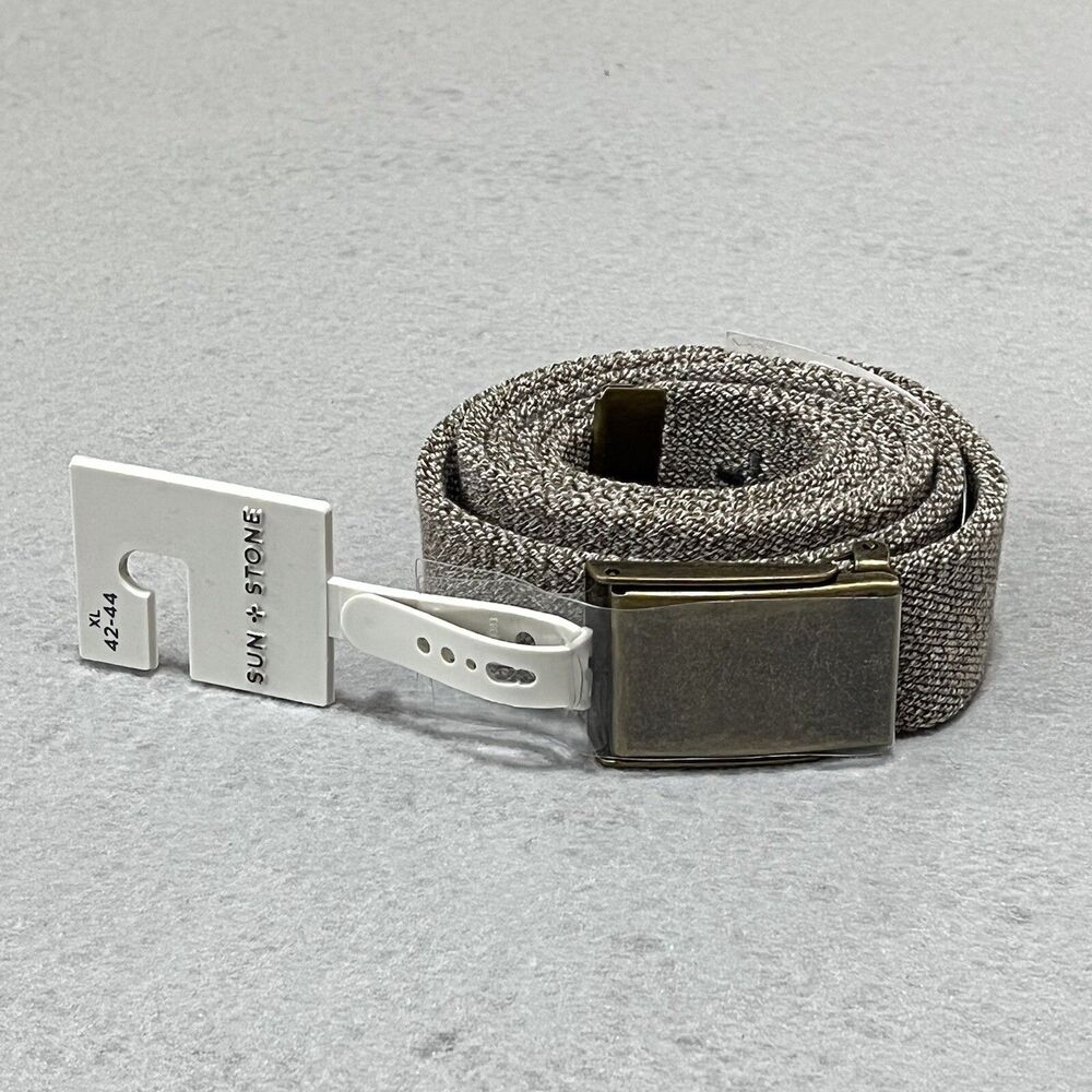Sun + Stone Belt Mens Size X-Large 42-44 Beige Stretch Webbing Belt NWT